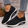 Women's Plus Size Low-Top Knit Wedge Sneakers - Breathable Round-Toe Height-Increasing Casual Shoes for Spring/Summer