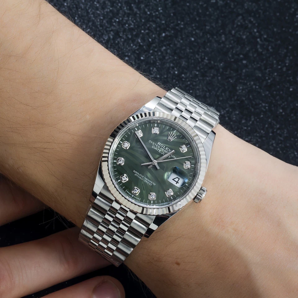 Rolex Datejust 41 mm Palm Dial Green with Diamond Markers