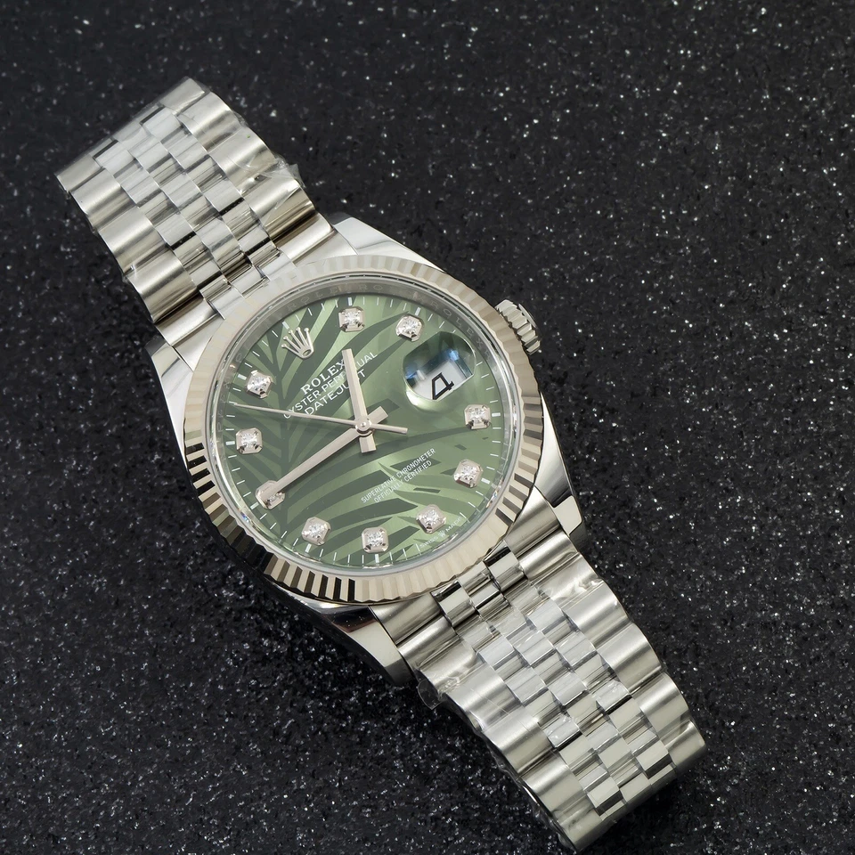 Rolex Datejust 41 mm Palm Dial Green with Diamond Markers