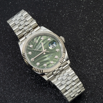 Rolex Datejust 41 mm Palm Dial Green with Diamond Markers