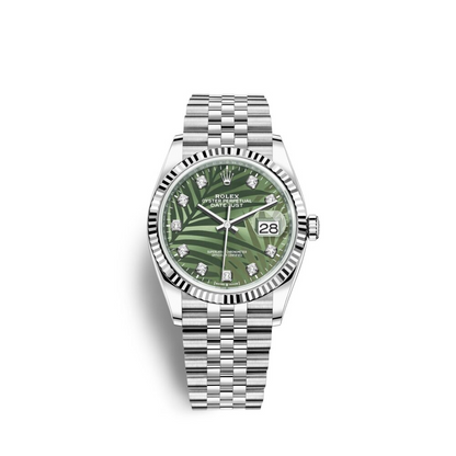 Rolex Datejust 36 mm Palm Dial Green with Diamond Markers