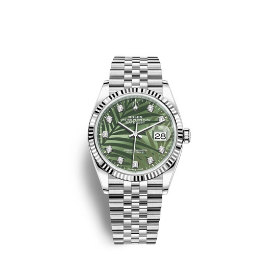 Rolex Datejust 36 mm Palm Dial Green with Diamond Markers