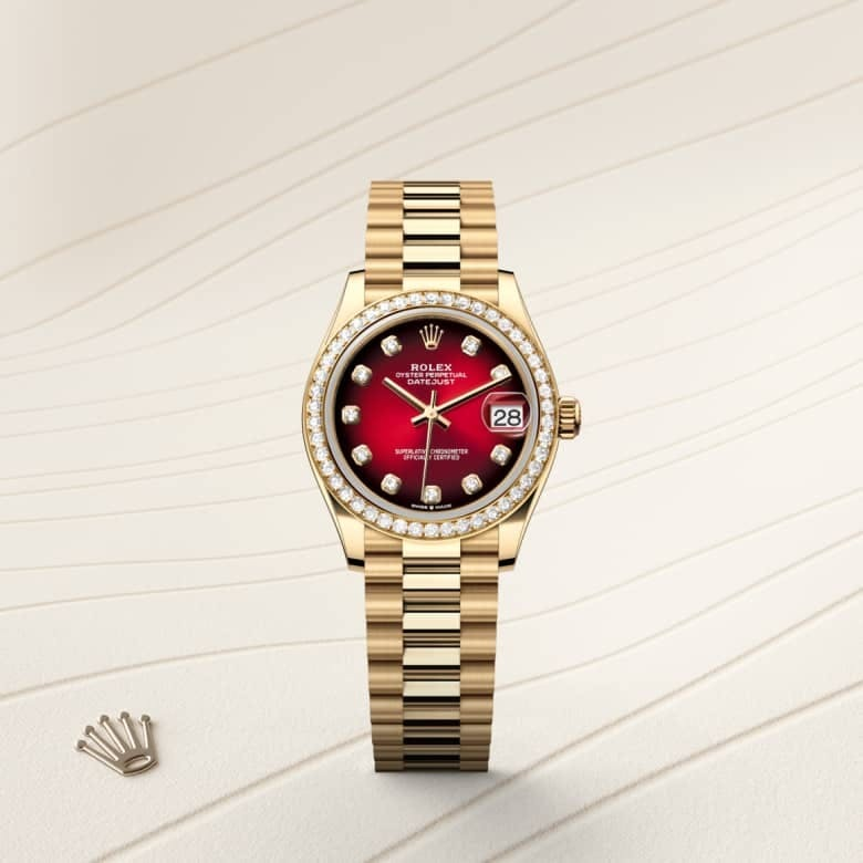 Rolex Datejust 31 Oyster, 31 mm, yellow gold and diamonds