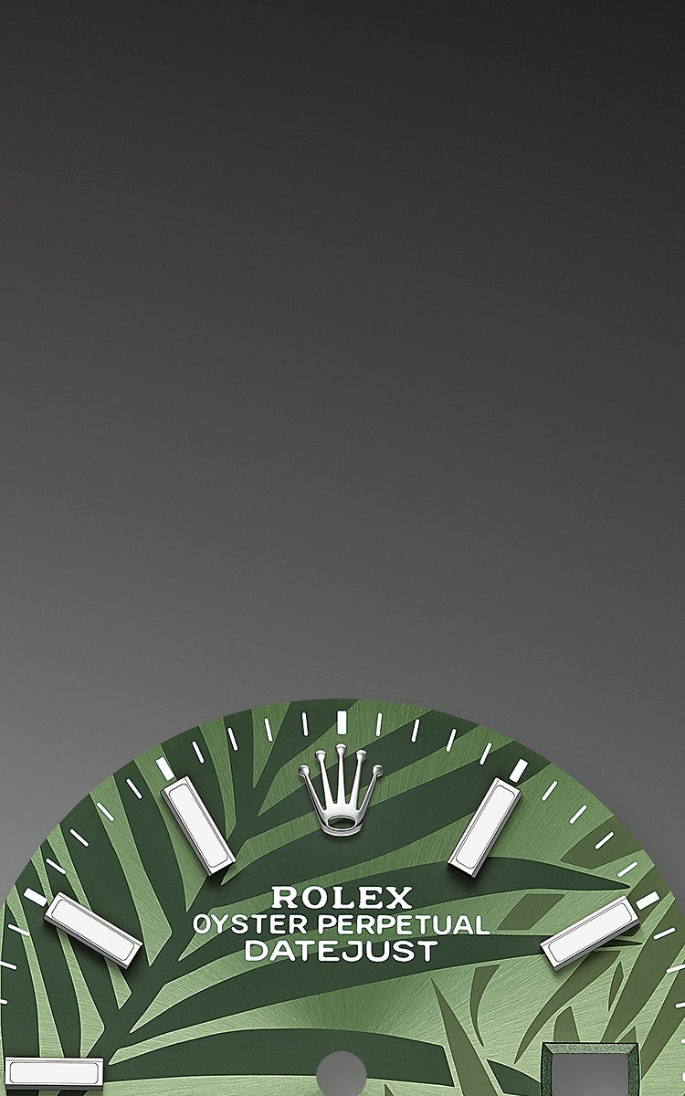 Rolex Datejust 41 mm Palm Dial Green Oystersteel and 18k White Gold