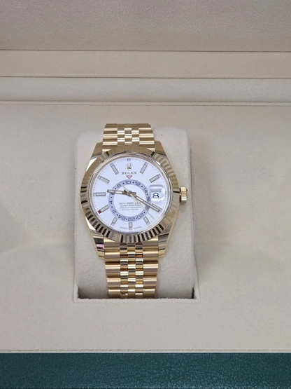 RLX Sky-Dweller 42mm 336938-0003/0006 Yellow Gold White Dial Jubilee