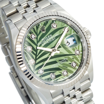 Rolex Datejust 41 mm Palm Dial Green with Diamond Markers